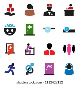 solid vector ixon set - water closet vector, student, manager, man, run, support, client, doctor, gender sign, eye hat, head bandage, medical room