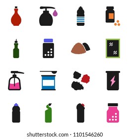 solid vector ixon set - window cleaning vector, liquid soap, agent, garbage pile, oil, pills vial, sports nutrition, enegry drink, water bottle
