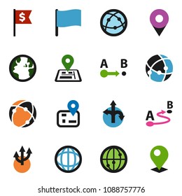 solid vector ixon set - world vector, flag, dollar, route, navigator, earth, internet, connection, arrow, pin