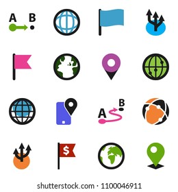 solid vector ixon set - world vector, flag, dollar, earth, traking, route, internet, connection, globe, arrow, pin