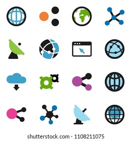 solid vector ixon set - world vector, any currency, earth, satellite antenna, internet, social media, connection, network, browser, share, cloud download, globe
