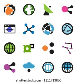 solid vector ixon set - world vector, any currency, satellite antenna, internet, social media, connection, network, browser, share, cloud download, globe
