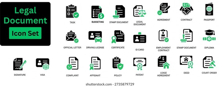 Solid vector of Legal Document icon set
