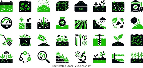 Solid Vector of Soil Types icon set