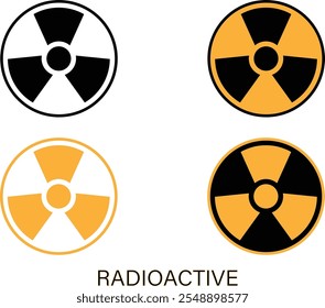 Solid vector symbol warning of dangerous radiation. Nuclear radiation icon. 