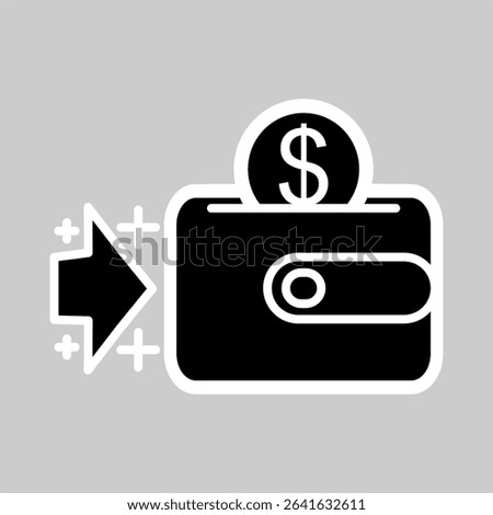Solid wallet and plus icon for financial and income tracking.