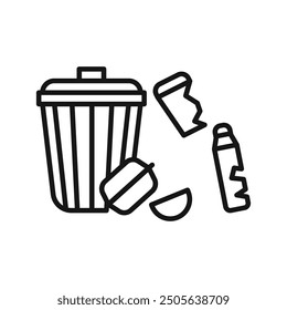 Solid waste icon Black line art vector logo