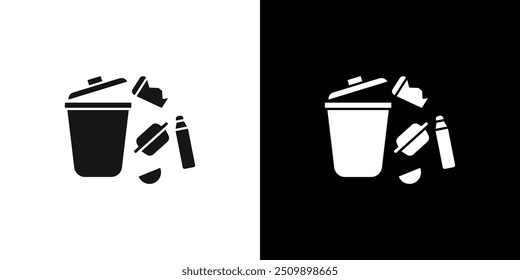 Solid waste icon Black line art vector logo set