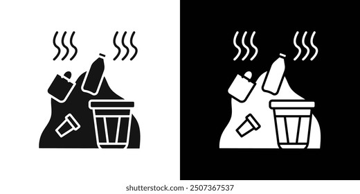 Solid waste icon flat line symbol set.