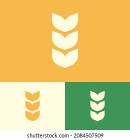 Solid wheat grain logo design concept. Agriculture farm logomark illustration. Can representing plant, vegan, food, harvest, health, bread, cereal.