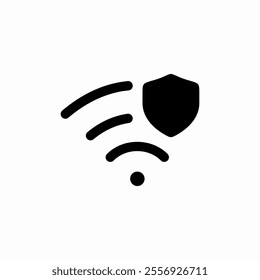 solid wifi internet protection shield icon sign vector