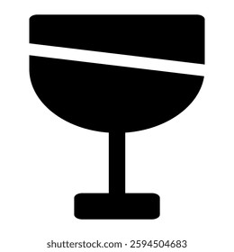 Solid wine glass icon with a sleek and elegant design. Ideal for dining, celebrations, beverages, and party themes.