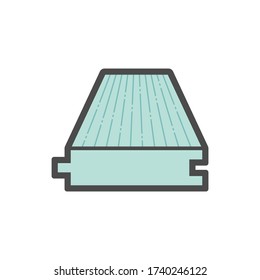 Diseño de iconos vectoriales de parqué y material sobre fondo blanco.