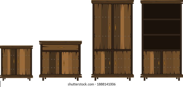 Solid wood furniture set for interior