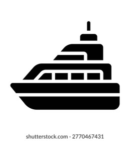 Solid yacht silhouette representing luxury travel, sea transportation, leisure, and premium lifestyle experiences.