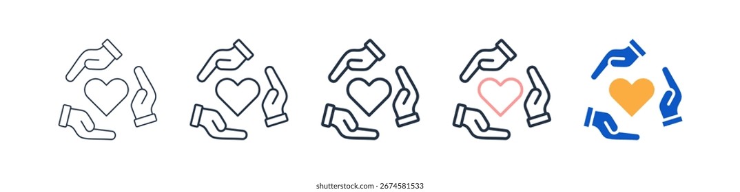 Solidarity different style icons set vector illustration.