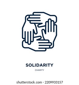 solidarity icon from charity collection. Thin linear solidarity, hope, support outline icon isolated on white background. Line vector solidarity sign, symbol for web and mobile