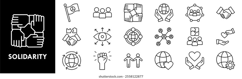 Solidarity icon collection set. Containing design solidarity, support, together, community, group