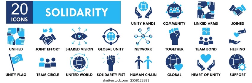 Solidarity icon collection set. Containing design solidarity, support, together, community, group