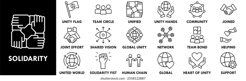 Solidarity icon collection set. Containing design solidarity, support, together, community, group