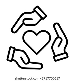 Ilustración vectorial de diseño de línea de icono solidario
