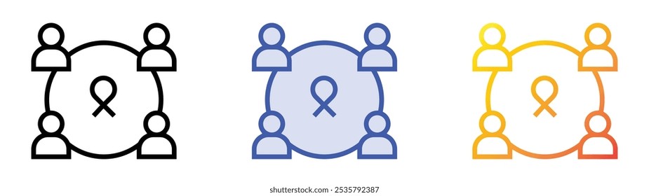 Icono de Solidaridad. Lineal, relleno azul y diseño de estilo degradado aislado sobre fondo blanco