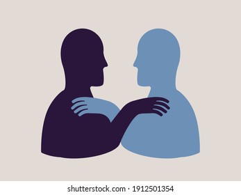 Solidarity illustration concept. Two persons show mutual support. Persons helping each other symbol. vector. 