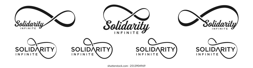 solidarity Infinity logo design, wordmark solidarity with Infinity icon combination, vector illustration