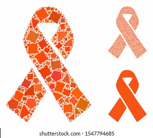 Solidarity ribbon composition of inequal elements in variable sizes and color tinges, based on solidarity ribbon icon. Vector inequal items are composed into composition.