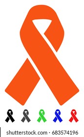 Solidarity Ribbon flat vector pictogram with colored versions. Color solidarity ribbon icon variants with black, gray, green, blue, red.