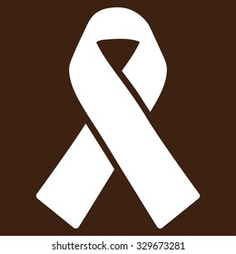Solidarity Ribbon vector icon. Style is flat symbol, white color, rounded angles, brown background.