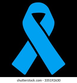 Solidarity Ribbon vector icon. Style is flat symbol, blue color, rounded angles, black background.