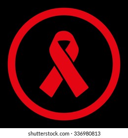 Solidarity Ribbon vector icon. Style is flat rounded symbol, red color, rounded angles, black background.