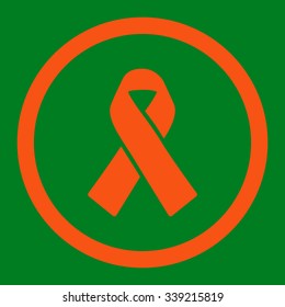 Solidarity Ribbon vector icon. Style is flat rounded symbol, orange color, rounded angles, green background.