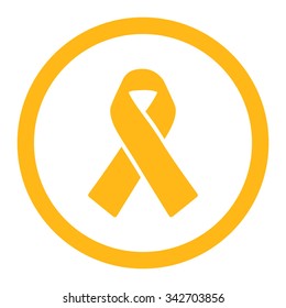 Solidarity Ribbon vector icon. Style is flat rounded symbol, yellow color, rounded angles, white background.