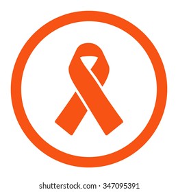 Solidarity Ribbon vector icon. Style is flat rounded symbol, orange color, rounded angles, white background.