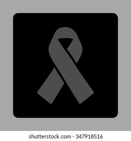 Solidarity Ribbon vector icon. Style is flat rounded square button, gray and black colors, silver background.