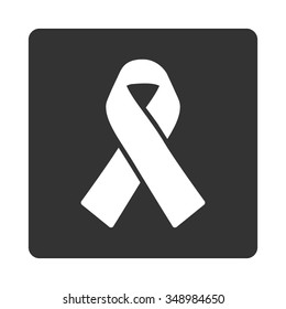 Solidarity Ribbon vector icon. Style is flat rounded square button, white and gray colors, white background.