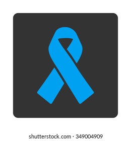 Solidarity Ribbon vector icon. Style is flat rounded square button, blue and gray colors, white background.