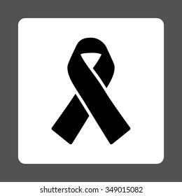Solidarity Ribbon vector icon. Style is flat rounded square button, black and white colors, gray background.