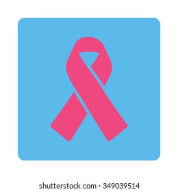 Solidarity Ribbon vector icon. Style is flat rounded square button, pink and blue colors, white background.