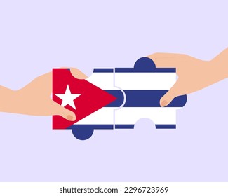 Solidarity and togetherness in Cuba, 2 puzzle pieces, Cuba people helping each other, unity and help idea, vector design, support and charity concept, union of society