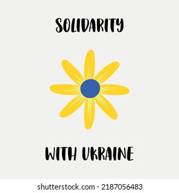 Solidarity with Ukraine. Vector illustration with blue and yellow color. Background design with flower