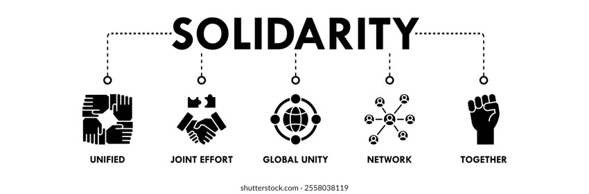 Solidarity web icon illustration concept with icon of unified, joint effort, global unity, network, and together