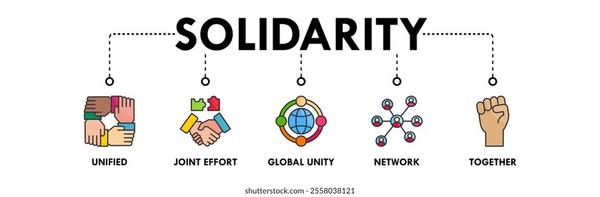 Solidarity web icon illustration concept with icon of unified, joint effort, global unity, network, and together