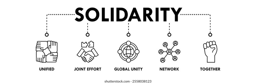 Solidarity web icon illustration concept with icon of unified, joint effort, global unity, network, and together