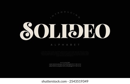 Solideo tipografia beleza moda elegante minimalista serif italic fontes decorativos casamento vintage retro logos. Logotipo de fonte de luxo mínimo alfabeto. Ilustração vetorial