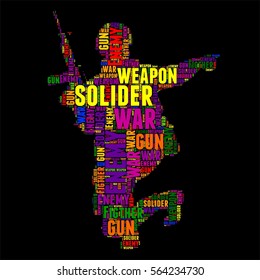 soliders Typography word cloud colorful Vector illustration