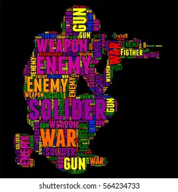 soliders Typography word cloud colorful Vector illustration