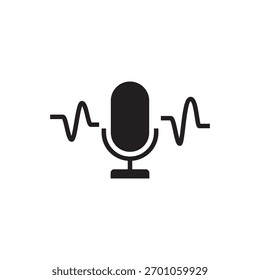 Micrófono sólido que muestra una línea de forma de onda de audio fluctuante detallada.